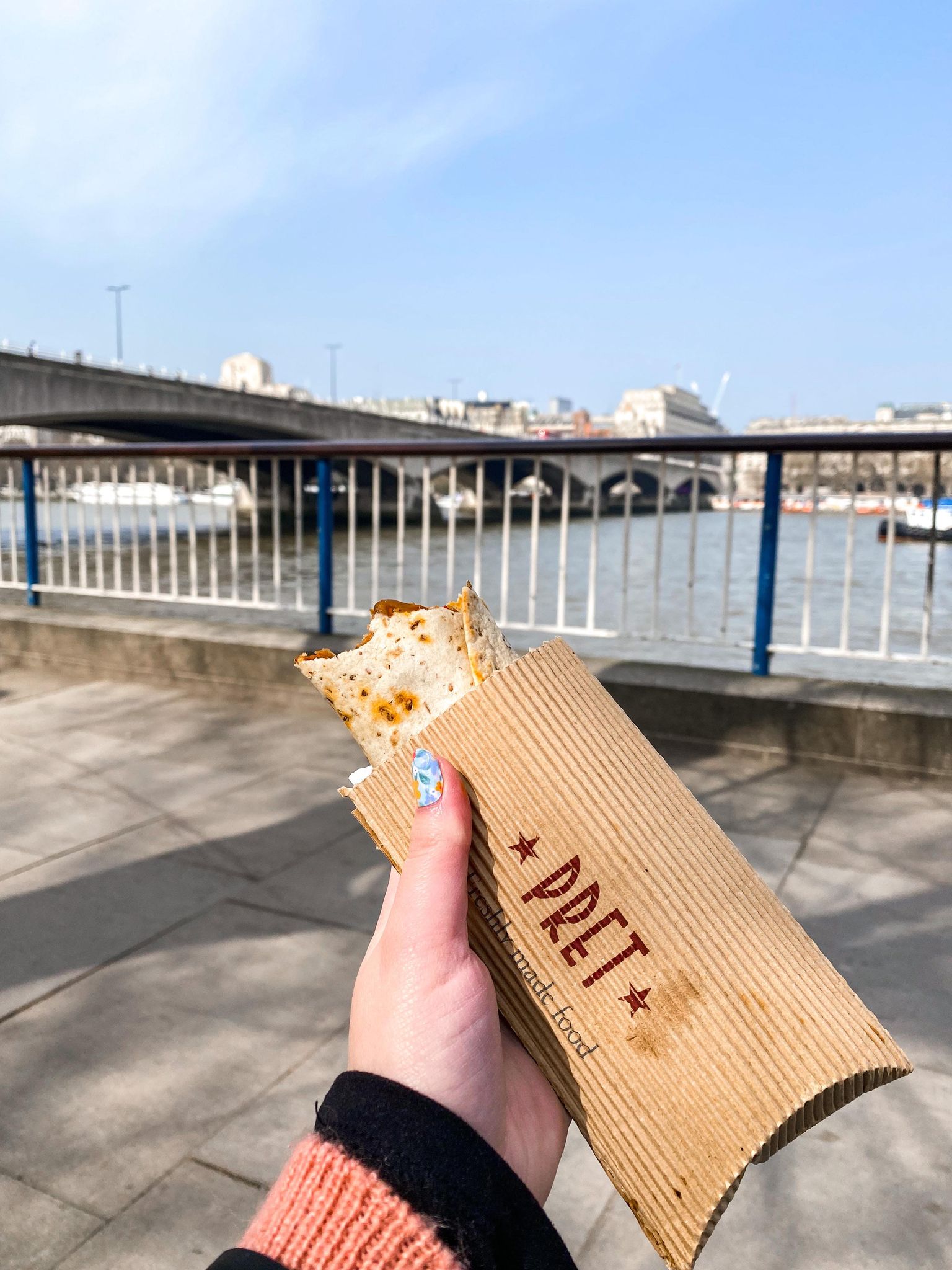 Photo of Pret sandwich on London's Queen's Walk.